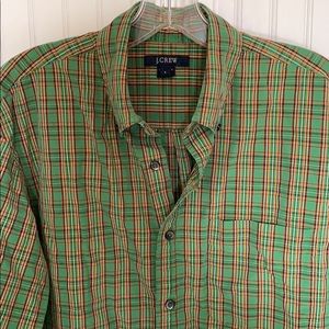 J Crew Men’s Button Down Shirt Green Black Plaid